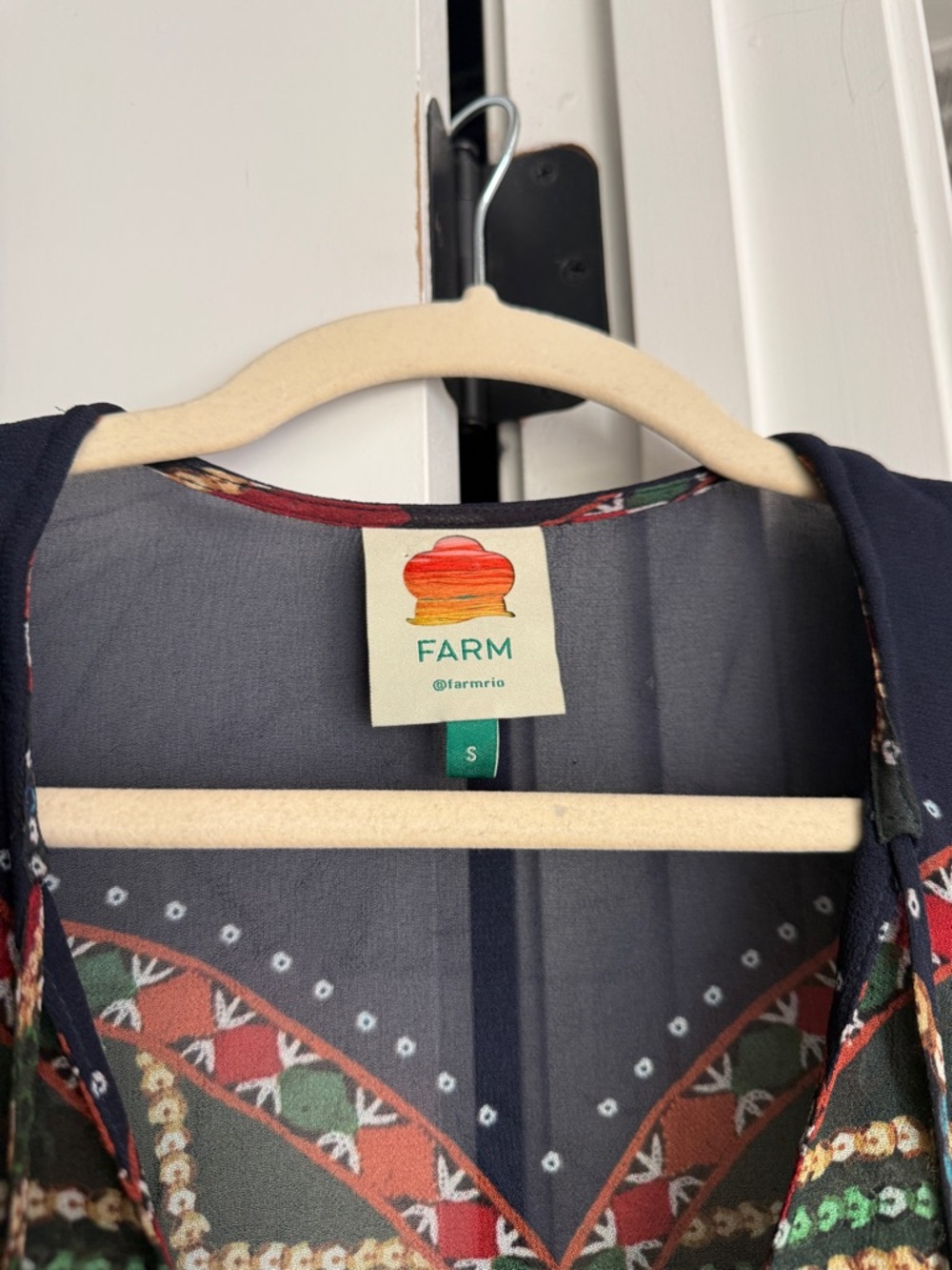 Farm Rio Tropical Shine mini navy blue dress - Picture 2 of 6